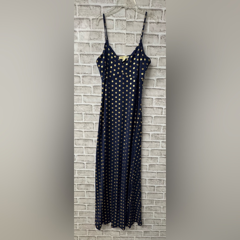 Michael Kors Elegant Navy with Gold Accent Dress sz Medium